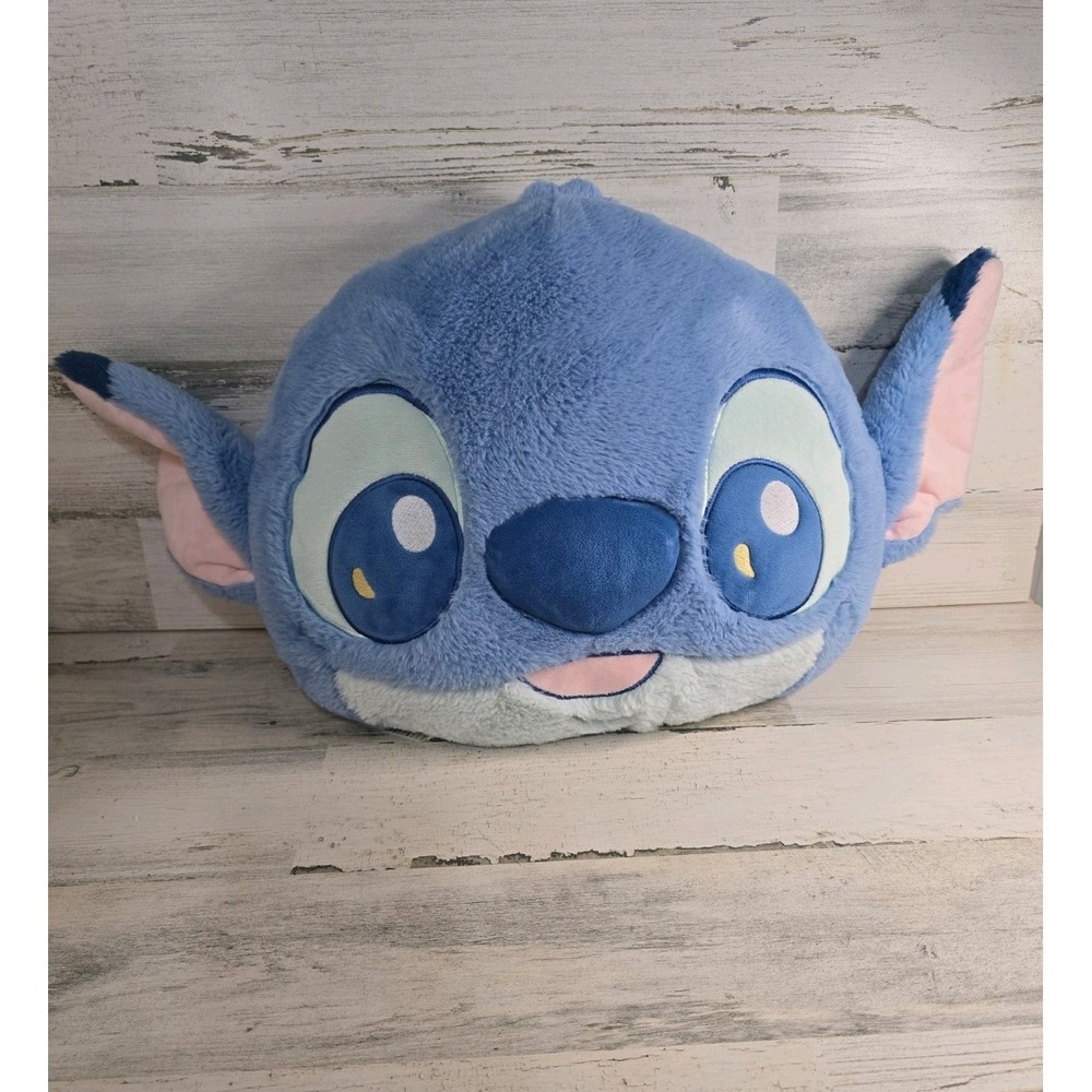 Disney Miniso Lilo & Stitch Plush Pillow 16 Inch Blue Character Head Cushion